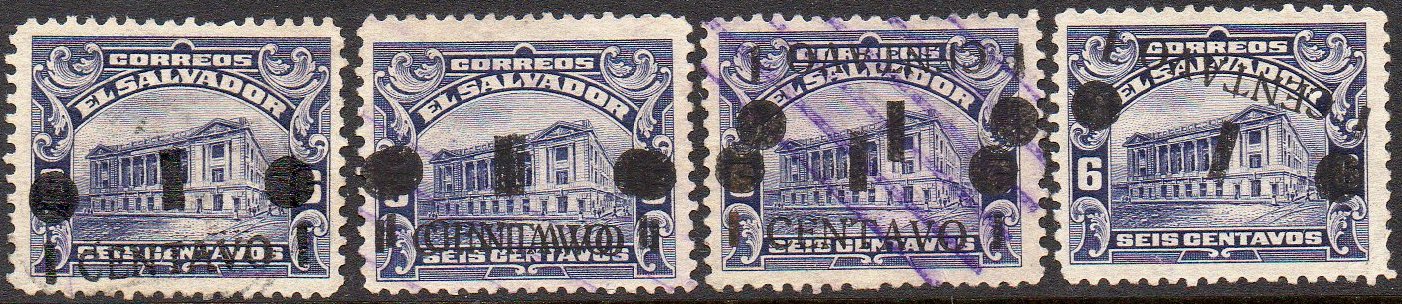 sellos timbres-poste Briefmarken stamps El Salvador 1918 1c/6c CENTAVO in capital letters Tram Trolley Tranvia National Theatre teatro nacional 